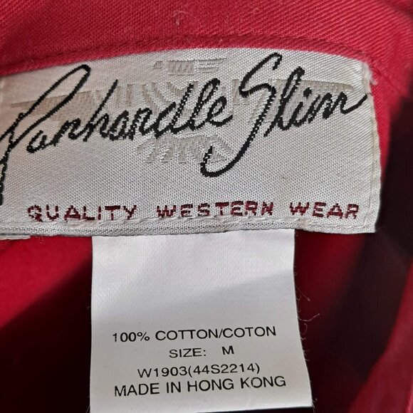 Vintage Panhandle Slim Size Medium Red Western Shirt Black Embroidery Snap Front - Picture 12 of 14